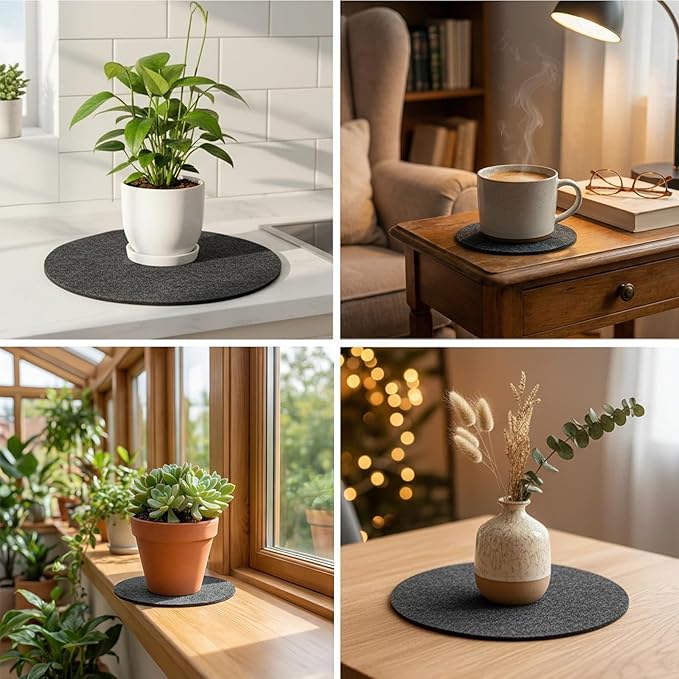 16 Pieces 4 Sizes Felt Plant Coasters, Extra Thick 4/6/8/10 Inch Planter Coaster, Absorbent Fabric Plant Mats, Plant Coasters for House Plants