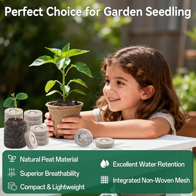 Halatool 55 Pcs 30mm Peat Pellets Block Potting Soil for Seedlings, Compressed Garden Soil Seed Starter Nutrient Peat Pods for Starting Seeds, Planting Flowers, Vegetables, Herbs