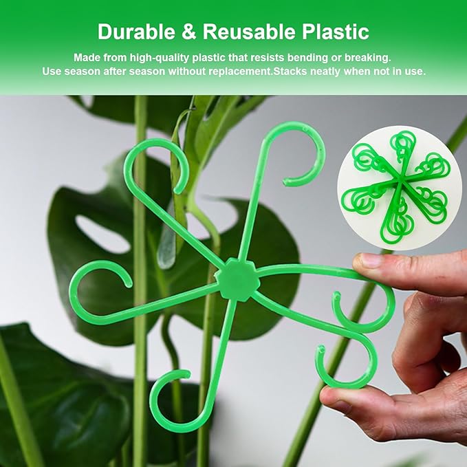 12pcs Climbing Houseplant Stem Supports,Plant stem Support Indoor Outdoor Use,Stem Hook Growth Accessories for Plant Garden, Promotes Upright Growth and Airflow(Green)