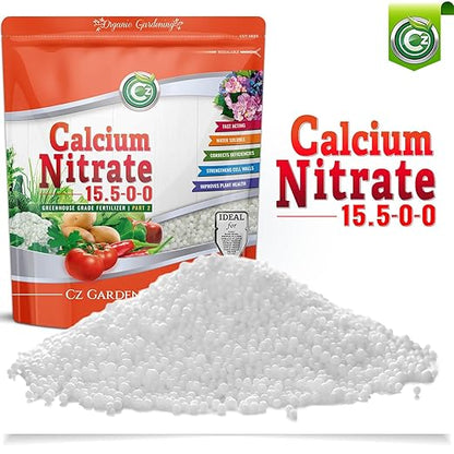 Calcium Nitrate 15.5-0-0 Fertilizer - Made in USA - 5LB Greenhouse Grade Plant Food for Hydroponics, Plants & Gardens – Fruit, Vegetables. Blossom End Rot Tomatoes