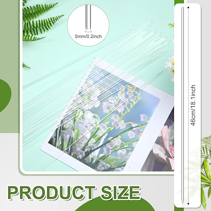 Chunful 30 Pcs 18.1 Inch Acrylic Plant Stakes Garden Stakes Clear Orchid Stakes Clear Plant Sticks Potted Plant Support Stakes for Supporting Vines Grow Upright