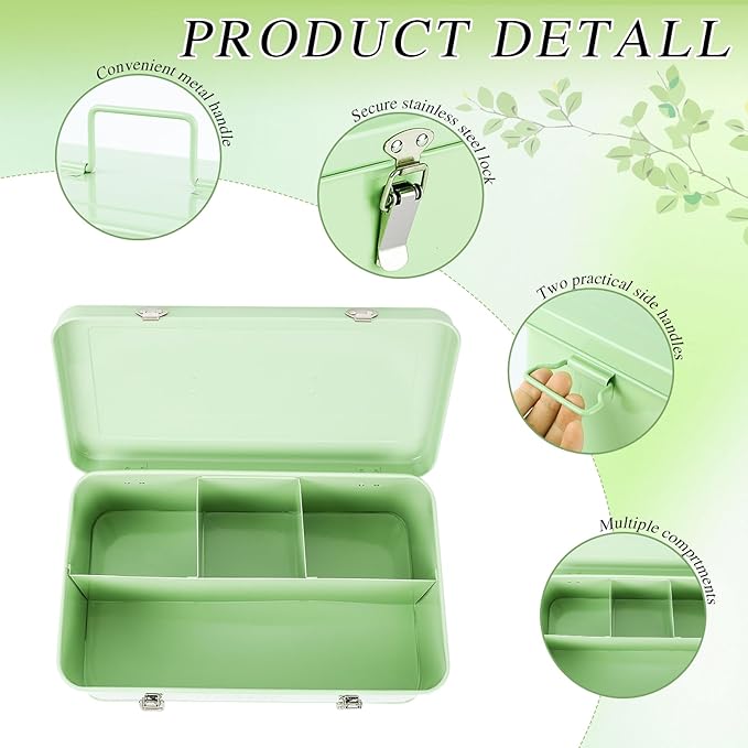 60 Slots Seed Storage Box with 4 Dividers, Metal Seed Storage Organizer Saving Box, Seeds Packet Container, Professional All-in-one Kit with 60 Seeds Envelopes and Label Stickers