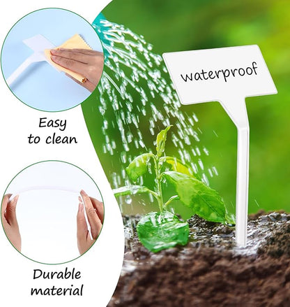 100 Pcs Large Plastic Plant Labels, 12.2 Inch White T-Type Waterproof Garden Markers for Pots, Flowers, Vegetables, Nursery and Outdoor Use