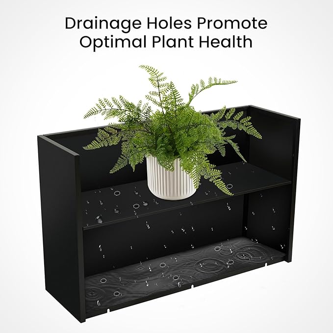 Heavy Duty Steel Raised Planter Box 30”x12”x24 with Adjustable Shelf - Rust-Resistant Large Indoor/Outdoor Garden Container, 6 Drainage Holes, Reinforced Metal for Patio, Balcony, Deck