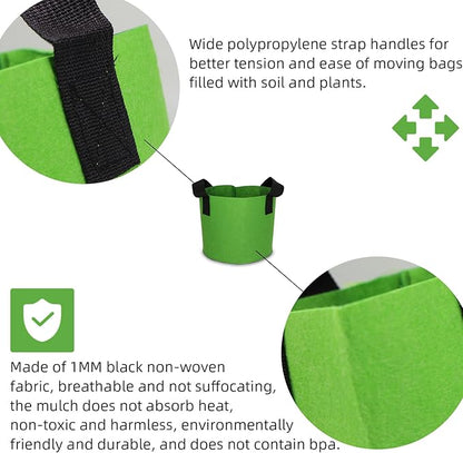 Grow Bags,Growing Pot Bags Garden Grow Bag Indoor Outdoor Fabric Aeration Plant Pot Container Flower Vegetable Pouch (Green,17Gallon)