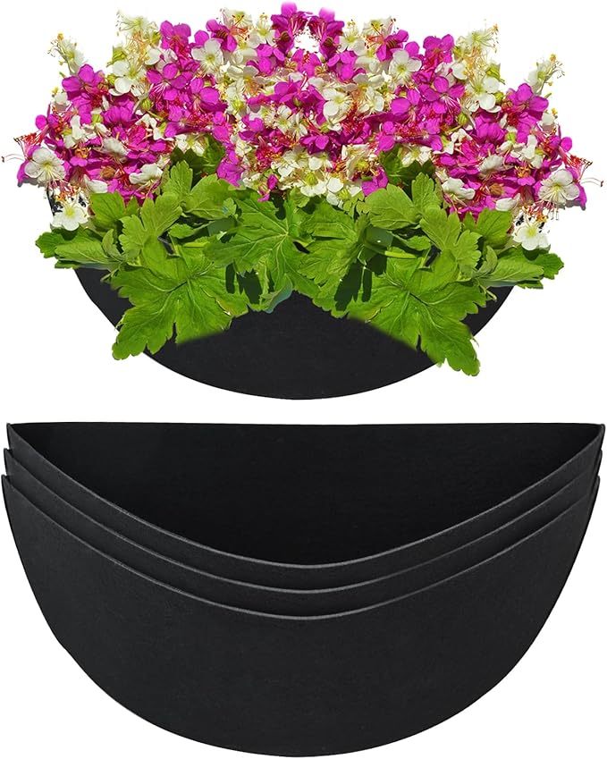 3PCS 12 Inch Half Round Planter Liners Fabric Plant Liners Half Circle Flower Basket Liners Replacement Felt Liner Coconut Liners Alternative for Wall Hanging Basket Planter
