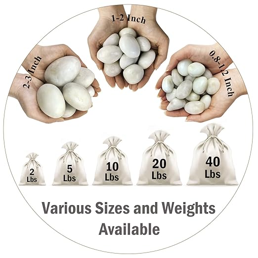 5 lbs White River Rocks, Polished Pebbles for Indoor Plants, 1-2 inch Decorative White Stones for Plants Vase Aquarium Fish Tank and Outdoor Garden Landscaping Rocks