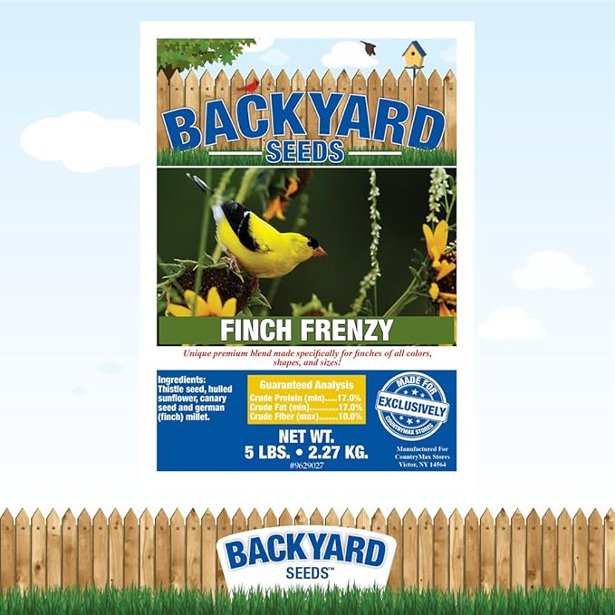 CountryMax Backyard Seeds Finch & Small Songbird Frenzy 5lbs - Premium Nyjer Thistle Seed Blend for Finch Feeders, Small Bag of Wild Bird Food
