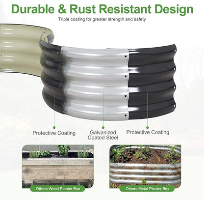Galvanized Raised Garden Bed Outdoor- Raised Beds for Gardening| Metal Planter Box, Steel Raised Garden Bed Kit with Safety Edging and Gloves for Vegetables, Flower, Herbs (8x2x1FT, Gray)