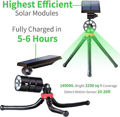 Free 100-DAY Replacement/Refund, Solar Motion Lights Outdoor Waterproof, Solar Security Spotlights Motion Outdoor Camping Lights for Outside Camp Patio, Fence, Deck, Post(2Pack)