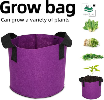 Grow Bags,Growing Pot Bags Garden Grow Bag Indoor Outdoor Fabric Aeration Plant Pot Container Flower Vegetable Pouch (Purple,7 Gallon)