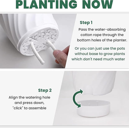 Plant Pots with Drainage, Self Watering Pots for Indoor Plants, Home Decor Flower Planters, 4 Pack 6 Inch Plastic Planters Succulent Pots, White