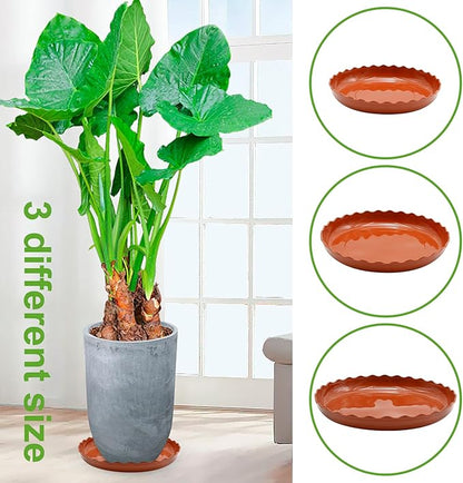 12 Pack White Plant Trays 3 Sizes Plastic Round Wave Plant Saucer Flower Plant Pot Saucer Terracotta Drip Trays for Indoor Outdoor Flower Pots and Planters, with 20pcs Green Plant Labels