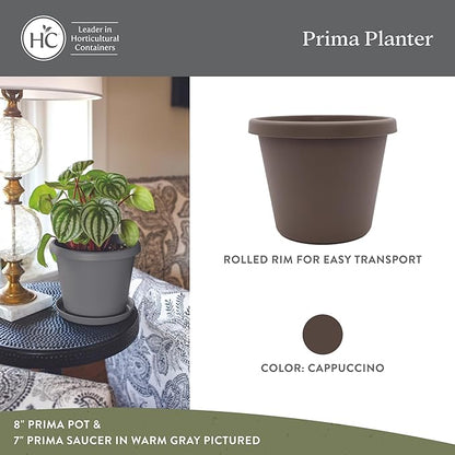 The HC Companies Prima Round Plastic Plant Pot w/Rolled Rim - Lightweight & UV Resistant Flower Pot for Herbs & More - Outdoor & Indoor Plant Pots w/Drainage (16 inch, Cappuccino, Pack of 1)