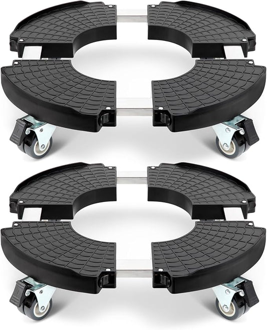 W B D WEIBIDA 2 Pack Plant Caddies with Wheels Heavy Duty 440 lbs Capacity, Rolling Plant Stand for Large Planter and Pots Indoor Outdoor, Garden Round Dolly with Lockable Casters
