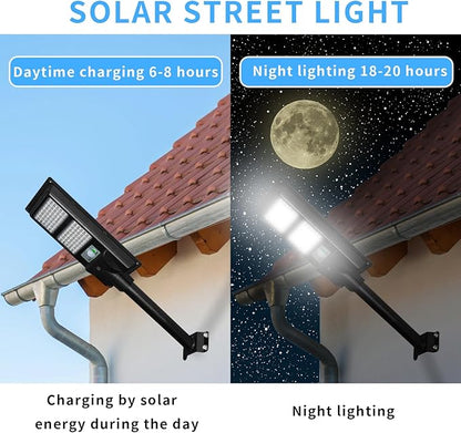 10000LM Solar Street Lights Outdoor Waterproof, 6000K Solar Flood Lights with Motion Sensor and Remote Control for Garden, Yard, Garage, Backyard (2 Pack)