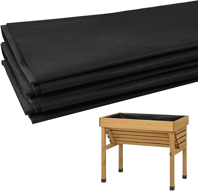 Raised Garden Bed Liner Non-Woven Fabric, Elevated Planter Box Replacement Fabric for Outdoor Raised Beds Vegetable Trugs Backyard Flowerbeds, Holds Soil Allows Water to Drain