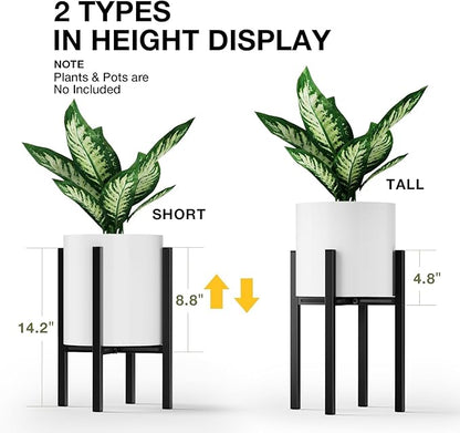 MUDEELA Adjustable Metal Plant Stand Indoor & Outdoor, Single Indoor Plant Stand Fits 8-12 inch Pots, Black Stand for Indoor Plants, Pot Plant Not Included