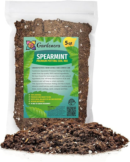 Premium Spearmint Plant Soil Mix by Gardenera - Stimulate Growth and Enhance Aroma with Nourishing Formula - 5 Quart