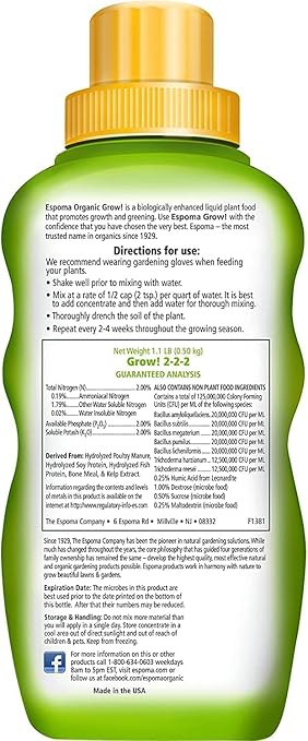 Espoma Organic Bloom Liquid Blossom Booster 16 Oz & Grow All-Purpose Liquid Plant Organic Food 16 Oz Concentrate