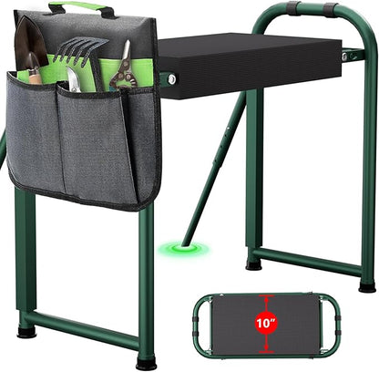 seasky Foldable Garden Kneeler and Seat, Anti-Tipping Gardening Bench Widened Thick Soft Kneeling Pad, Heavy Duty Gardening Stool with Tool Bag,Gardening Gift for Women