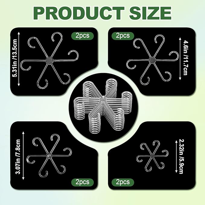 8pcs Upgraded Plant Stem Support, Transparent Plant Support for Indoor Plants, 4 Sizes Climbing Houseplant Stem Holders, Reusable Plant Stabilizer, Indoor Plants Accessories