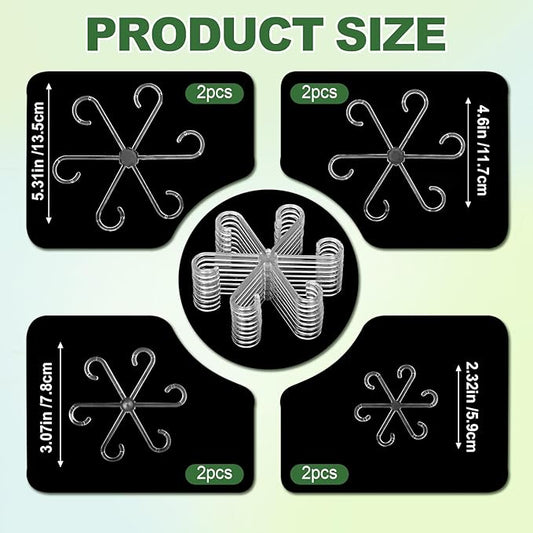 8pcs Upgraded Plant Stem Support, Transparent Plant Support for Indoor Plants, 4 Sizes Climbing Houseplant Stem Holders, Reusable Plant Stabilizer, Indoor Plants Accessories