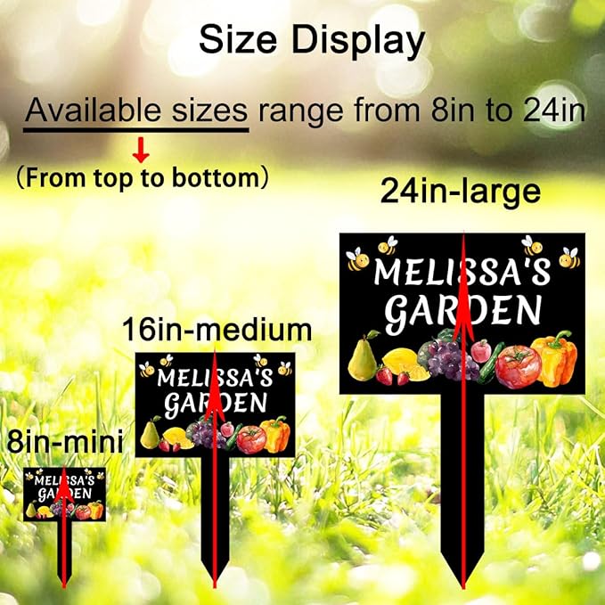 Personalized Bees Fruits Vegetable Garden Sign with Stake, Custom Metal Orchard Sign for Outdoor Farmhouse Yard Decor Lawn Art Housewarming Gift, Customized Vegetable Garden Stake Signs