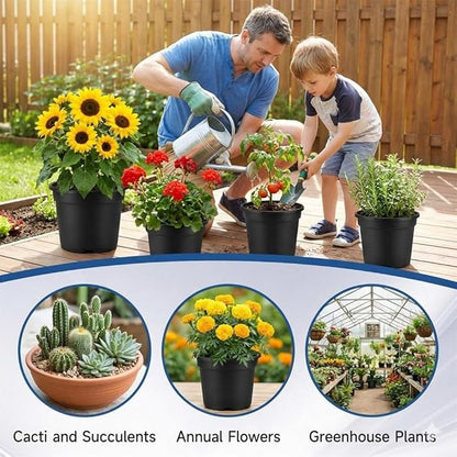 7 Gallon Professional Nursery Pots with Drainage Holes - Heavy Duty Black Plastic Plant Containers for Indoor/Outdoor Growing (20)