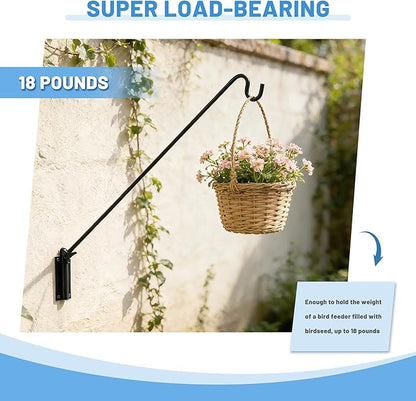 ERYTLLY Extended Reach Deck Hook Wall Pole Wall Mounted, Extensible and Adjustable 28 inch to 43 inch Bracket for Hanging Bird Feeder,Plants,Wind Chimes,Lanterns
