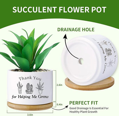 Thank You for Helping me Grow Gifts,Funny planters for Indoor Plants, for Planter Lover,Garden Planters Succulent Pots, with Drainage Holes and Saucer(No Plants) (Helping Me Grow)