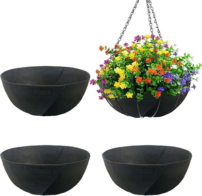 4 Pack 16 Inch Fabric Planter Basket Liner- Felt Flower Pot Liners Replacement Coco Fiber Liner for Hanging Basket Flowers Round Hanging Basket Liners Prevent Birds from Nesting