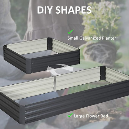 Outsunny Galvanized Raised Garden Bed, 8' x 3' x 1' Metal Planter Box, for Growing Vegetables, Flowers, Herbs, Succulents, Gray