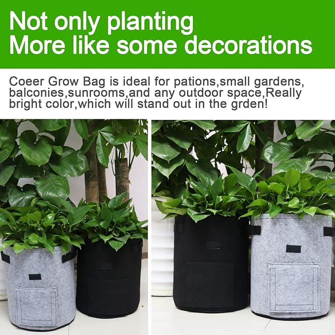 2 Pack 4 Gallon Potato Grow Bags, Planter Bag Heavy Duty, Thickened Growing Bags Garden Vegetable Planter with Handles & Large Harvest Window