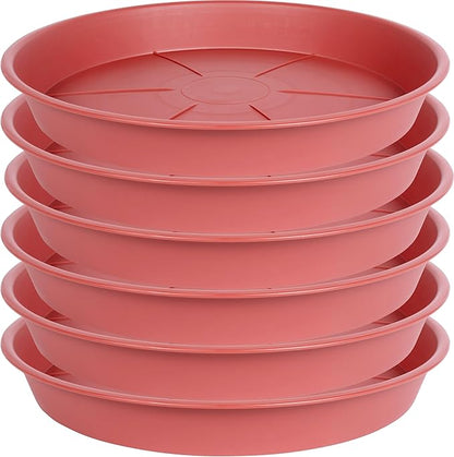 6 Pack of Plant Saucer Tray 4 6 8 10 12 14 17 19 22 25 inch, Heavy Duty Plastic Pot Plant Drip Trays Saucers for Indoors Outdoor, Plant Water Tray for Planters 4-7" (6", Clay)