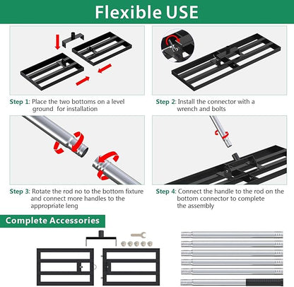 Lawn Leveling Rake 30" x 10" with 78" Adjustable Stainless Steel Handle - Heavy Duty Wide Leveling Tool for Large Areas, Grass & Soil Leveler