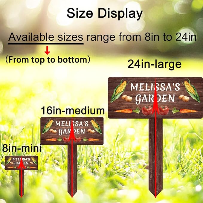 Personalized Vegetable Garden Name Sign with Stake, Custom Vegetable Garden Stake Corn Potato Carrot Tomato Decor Yard Sign Gardener Gift for Mom Dad Grandma, Outdoor Vegetable Field Marker