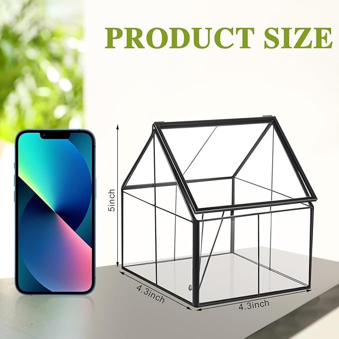 2 Pcs Mini Glass Terrarium Planter with Lid 5 x 4.3 x 4.3'' Small Greenhouse Terrarium Jar Glass Container Pot Tabletop Succulent Small Cacti Air Plant Planter for Indoor Home Garden Office Decor