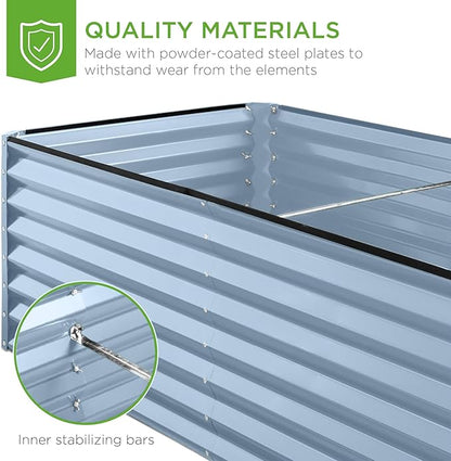 Best Choice Products 6x3x2ft Outdoor Metal Raised Garden Bed, Deep Root Box Planter for Vegetables, Flowers, Herbs, 269 Gallon Capacity, 100% Non Toxic Materials - Mist Blue