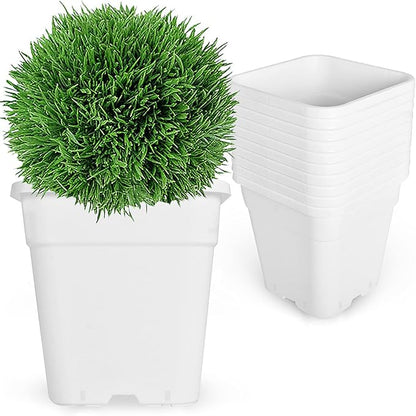 10-Pack 5 Gallon Square Planter Nursery Pots, Flower Plant Container Injection Molded Plastic Nursery Pot Gardening Pots for Indoor Outdoor Vegetables, Succulents, White