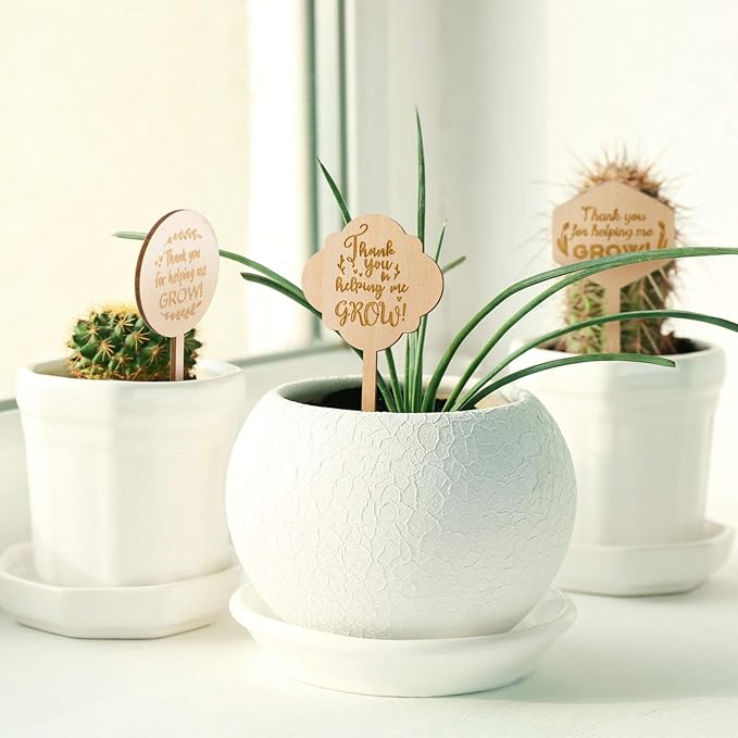 36 Pieces Thank You for Helping Me Grow Plant Markers Wooden Plants Labels Succulent Labels Wooden Plant Markers for Vegetable Flowers Garden Potted Plants