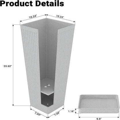 Tall Planters for Outdoor Plants Set of 2, 23.6" Large Taper Flower Plant Pots with Drainage Hole and Drainage Trays, Weather-Resistant Plastic planters for Patio, Porch, Garden, Grey