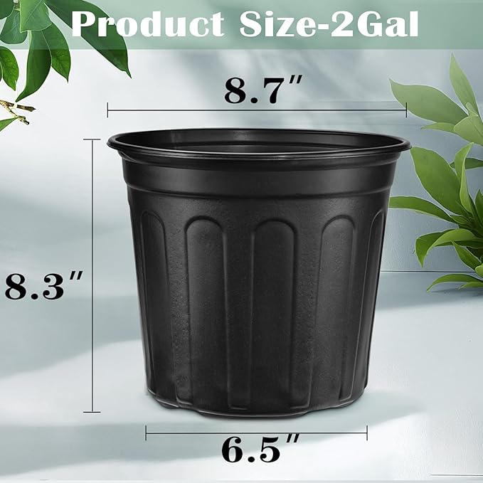 RAOOKIF 2 Gallon Pots for Plants, Flexible 1/2/3/5 Gallon Nursery Pots with Drainage, 2 Gallon Plant Pots