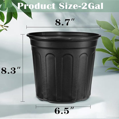 RAOOKIF 2 Gallon Pots for Plants, Flexible 1/2/3/5 Gallon Nursery Pots with Drainage, 2 Gallon Plant Pots