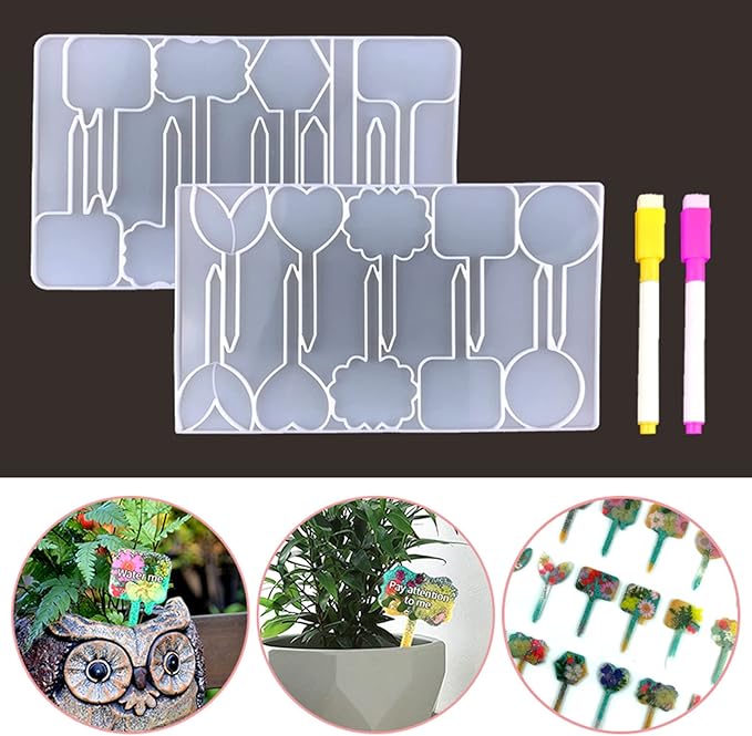 2pcs T-Shaped Silicone Plant Tag Mold Set
