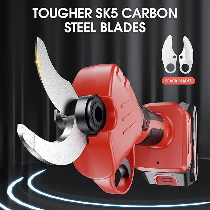Electric Pruning Shears, Garden Pruner with 2 Rechargeable Battery, Replacement Steel Blade Gloves, Heavy Duty Gardening Bypass Branch Rose, Cordless 48V Power Tree Triming, 30mm 1.2" Cut Diameter