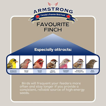 Armstrong Wild Bird Food Favourite Finch Bird Seed Blend, 15.4 Pounds - with White Millet, Canola, Nyjer and Sunflower Kernel Chips for American Goldfinches, House Finches & Songbirds