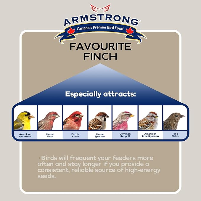 Armstrong Wild Bird Food Favourite Finch Bird Seed Blend, 15.4 Pounds (Pack of 2) - with White Millet, Canola, Nyjer and Sunflower Kernel Chips for American Goldfinches, House Finches & Songbirds