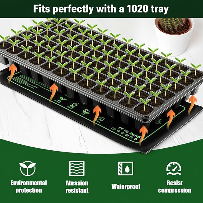 4 Pack Graphene Seedling Heat Mats for Plants, Waterproof Heating Pads for Seeds Germination and Microgreen Trays Thick and Reusable 20W