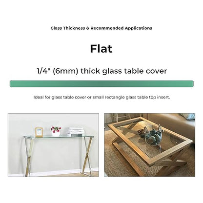 Custom Cut 1/4" Thick - Clear Tempered Glass Cut to Size - Rectangle Replacement for Table Tops, Shelves, Windows with Flat Edge by Fab Glass and Mirror